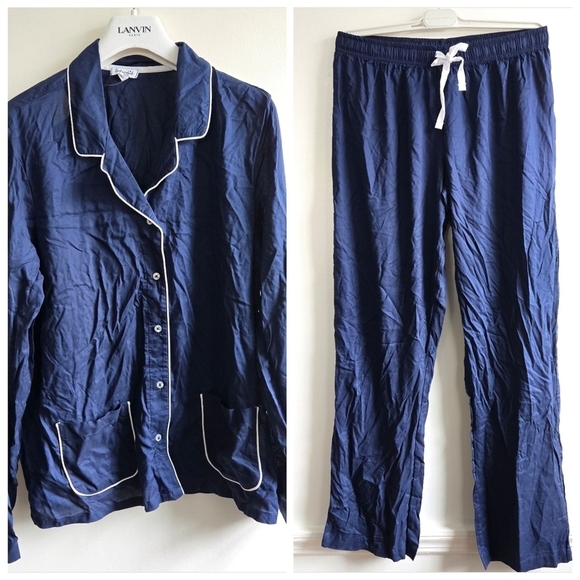 New Splendid Piped Woven Navy/White PJ Set Style# R85D004 NWT Medium - Picture 1 of 9